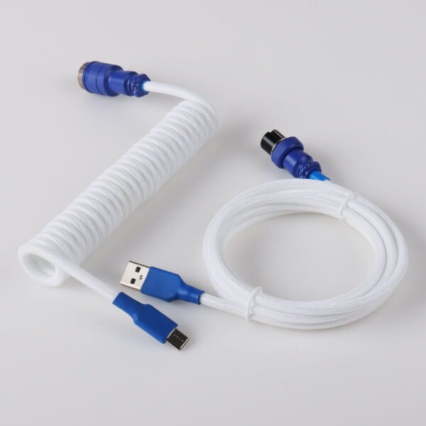 Aviator Coiled Type C Cable (White/Blue)