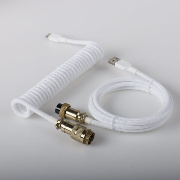 Aviator Coiled Type C Cable (White/Gold)