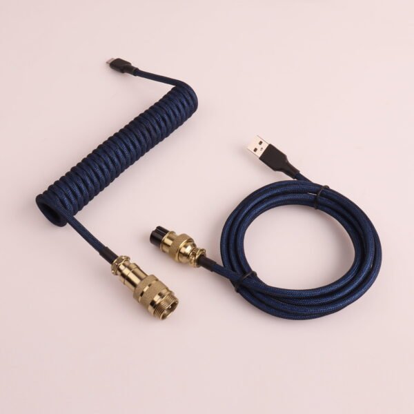 Aviator Coiled Type C Cable (Blue/Gold)